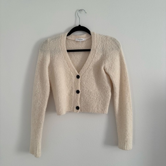Frame Denim Fuzzy Crop Cardigan - Picture 2 of 4
